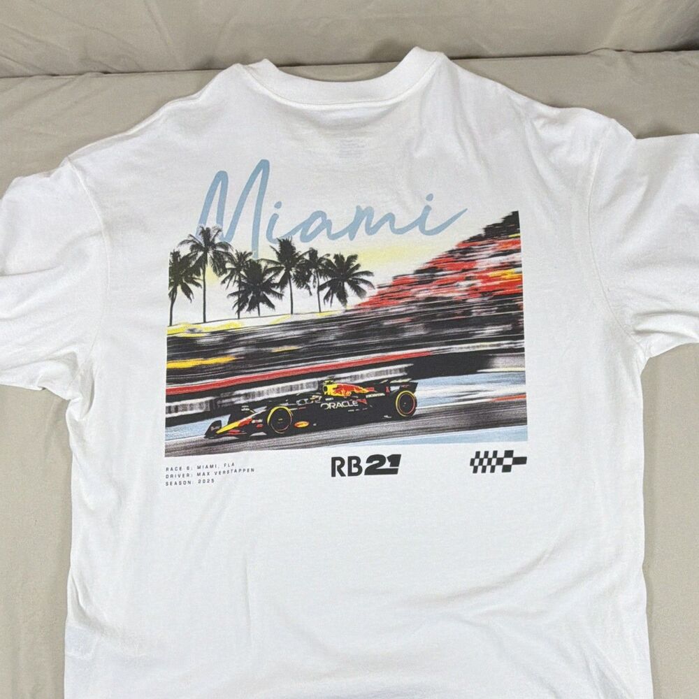 American Eagle Red Bull Max Verstappen Forumula One Miami RB21 F1 Shirt XL White